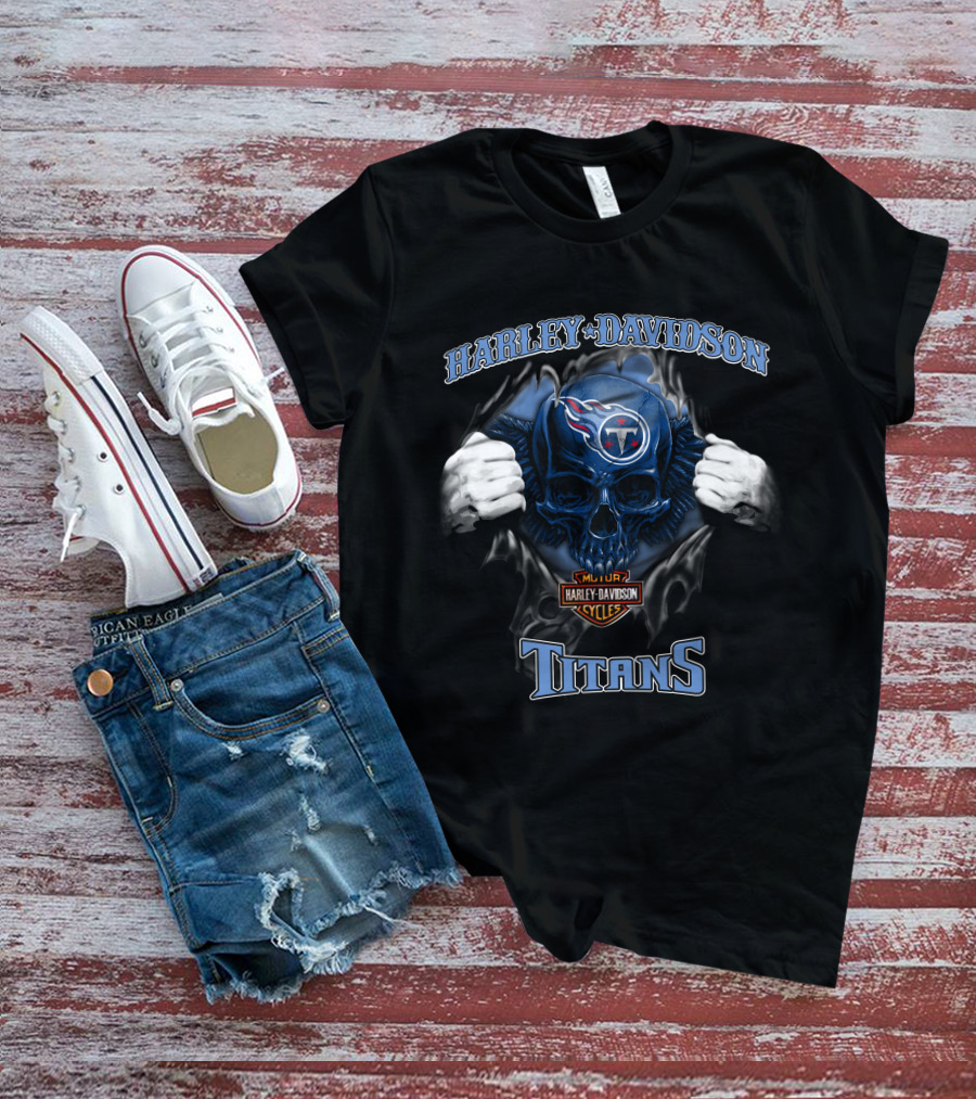 Harley Davidson Nfl Skull Titans Major Cycles T-Shirt