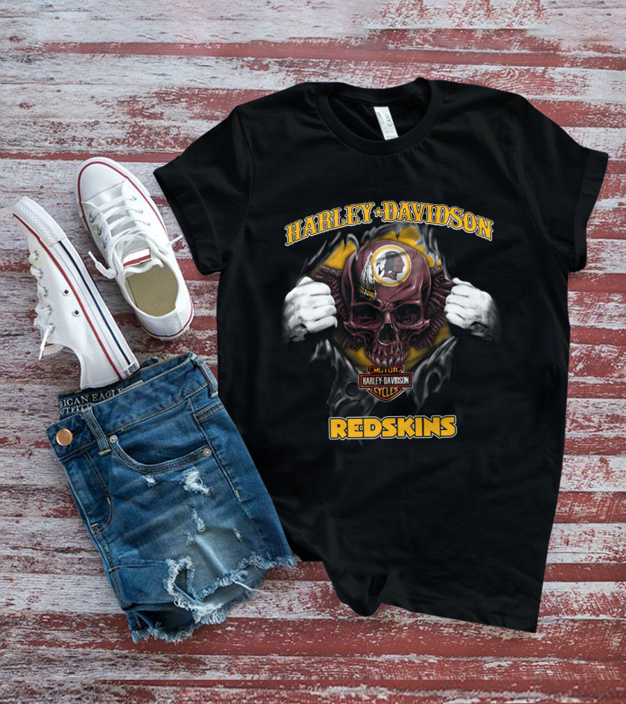 Harley Davidson Nfl Skull Washington Redskins T-Shirt