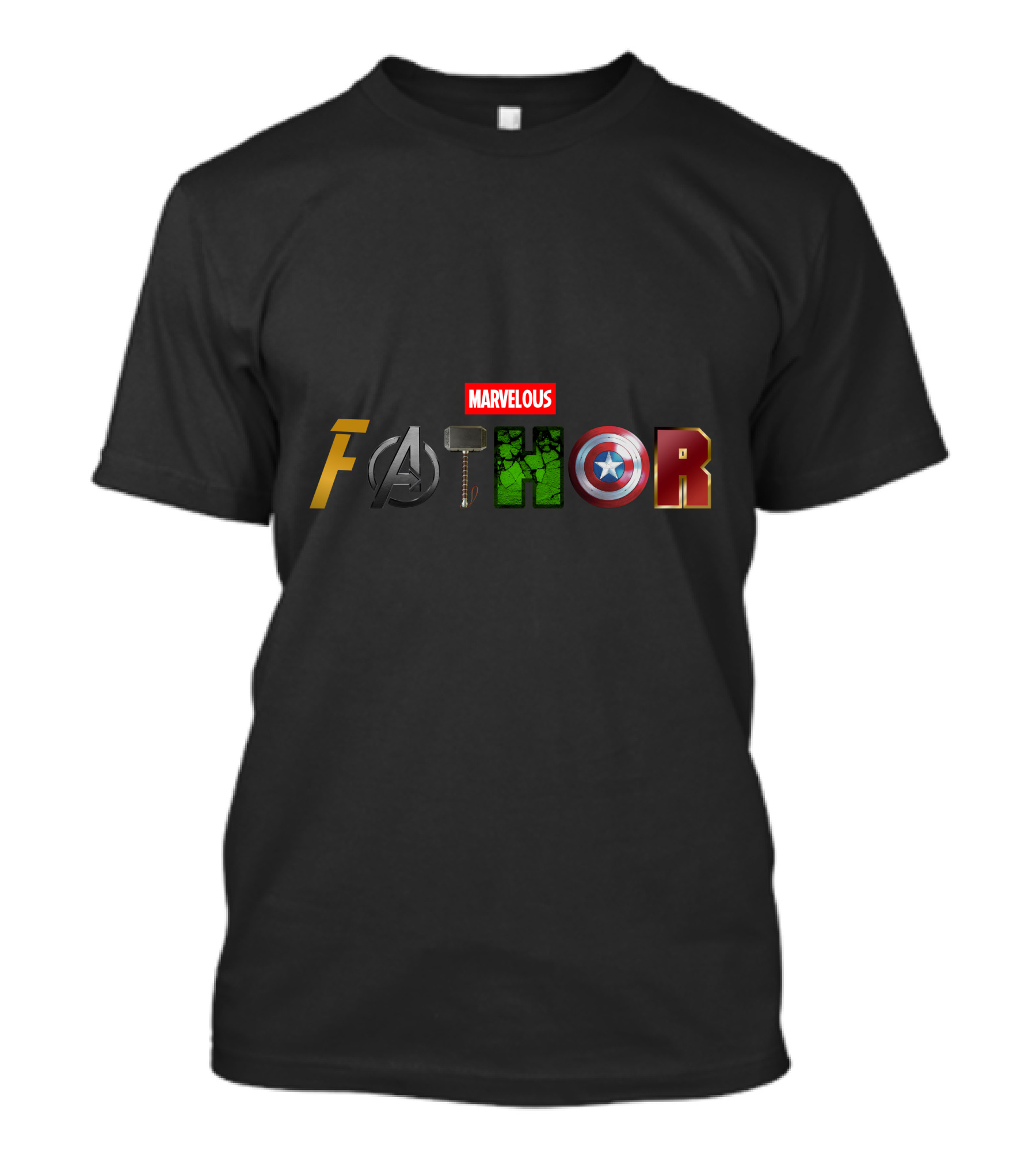 MARVELOUS FATHOR Avengers Hammer Shield Hero Icons T-Shirt