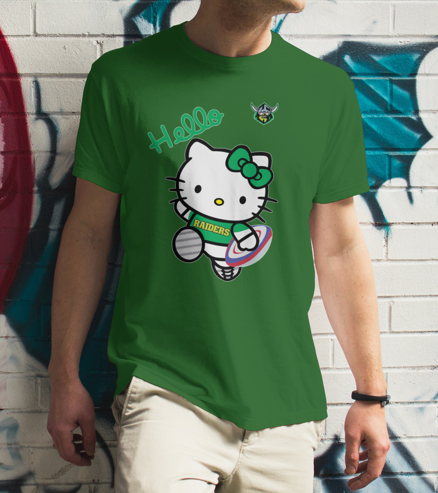 NRL1003 Hello Kitty Canberra Raiders Football T-Shirt