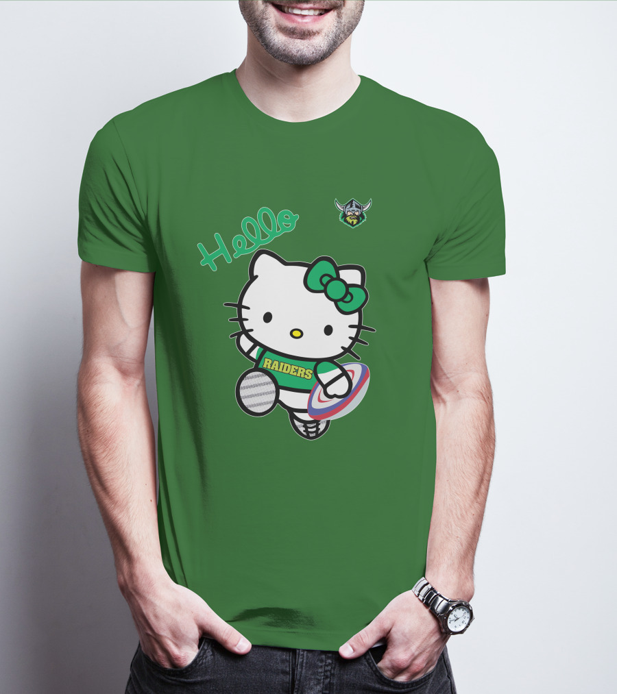 NRL1003 Hello Kitty Canberra Raiders Football T-Shirt