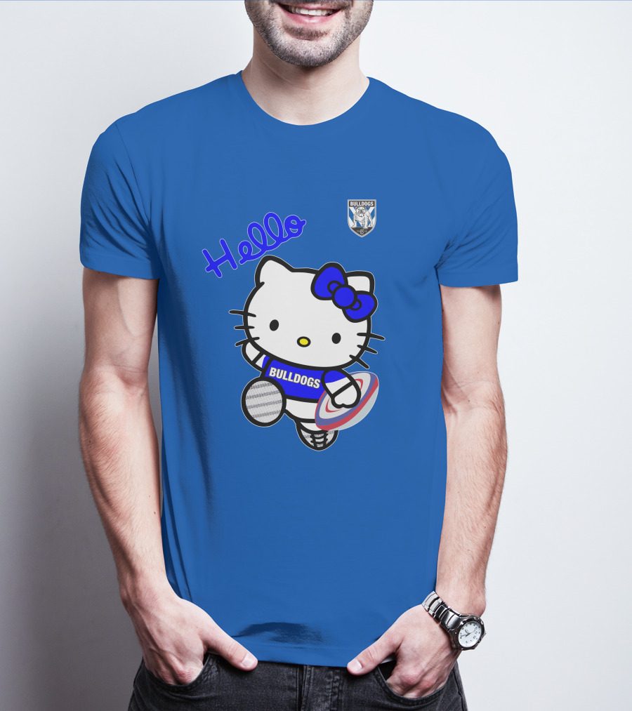NRL1004 Hello Bulldogs Canterbury Bankstown Hello Kitty T-Shirt