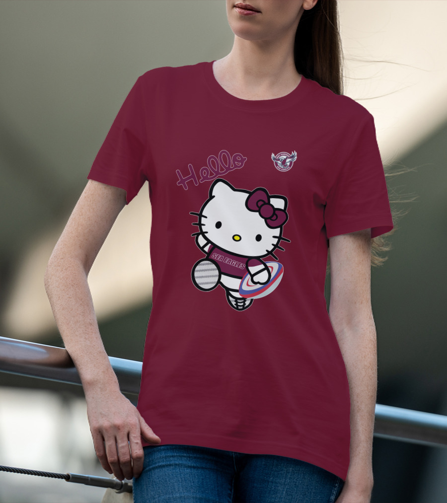 NRL1007 Manly Warringah Sea Eagles Hello Kitty Rugby Fan T-Shirt