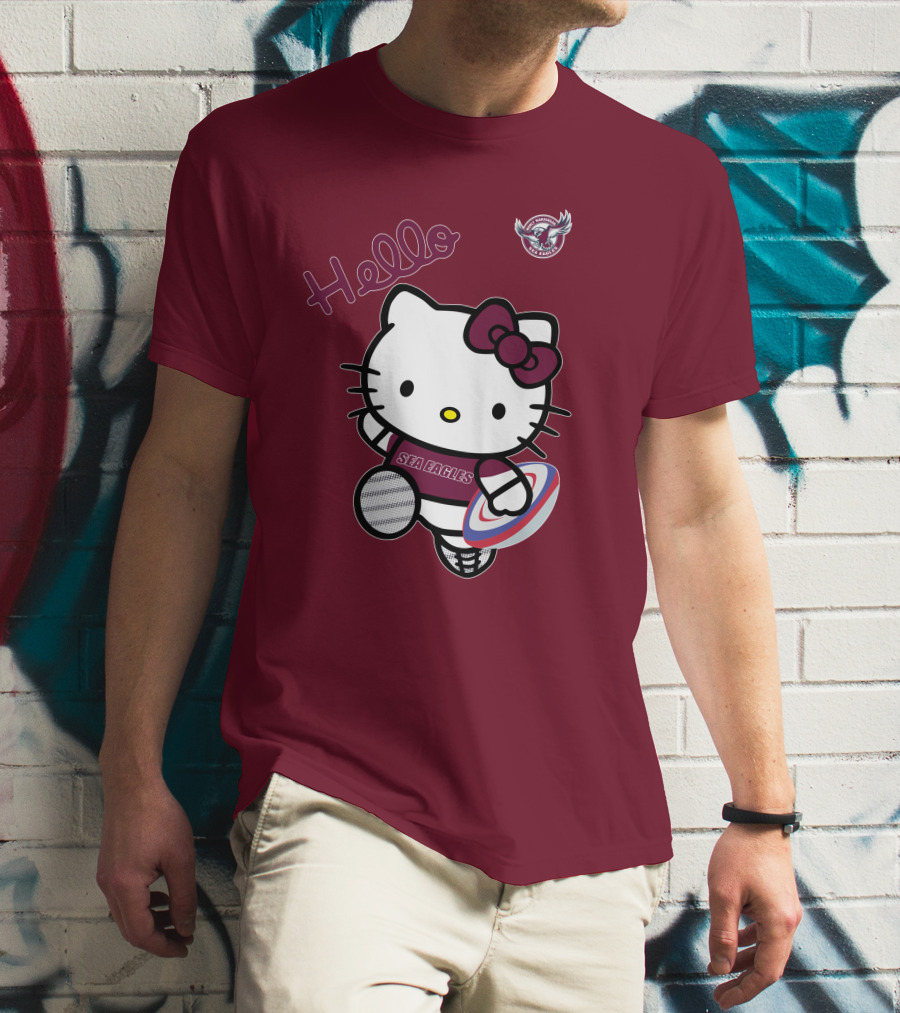 NRL1007 Manly Warringah Sea Eagles Hello Kitty Rugby Fan T-Shirt