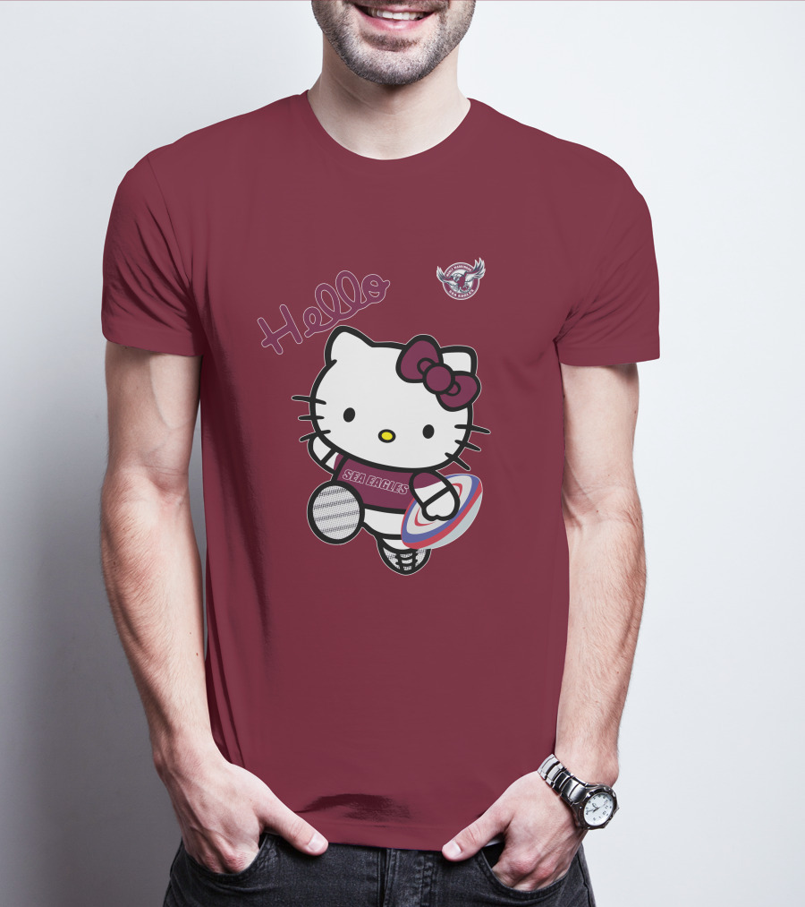 NRL1007 Manly Warringah Sea Eagles Hello Kitty Rugby Fan T-Shirt