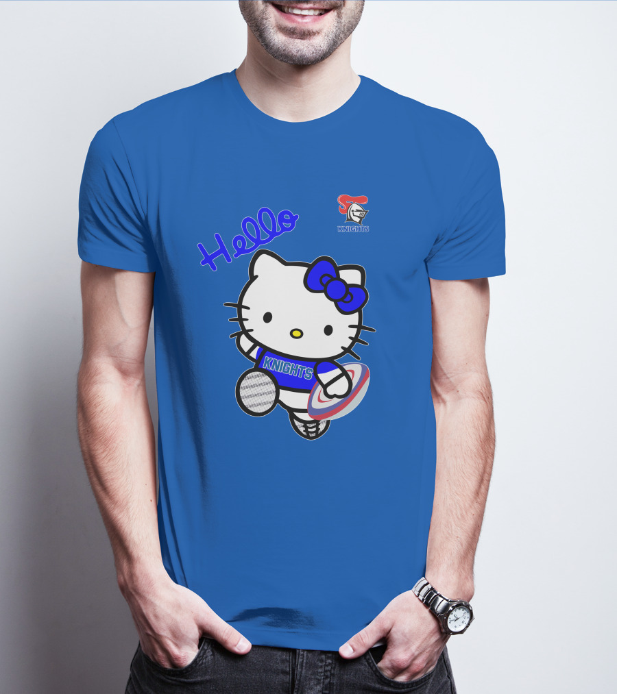 NRL1010 Newcastle Knights Hello Kitty Rugby Crossover T-Shirt