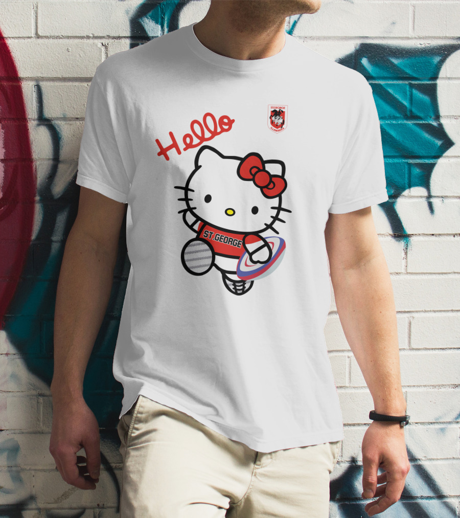 NRL1006 St. George Illawarra Dragons Hello Kitty Rugby Fan T-Shirt