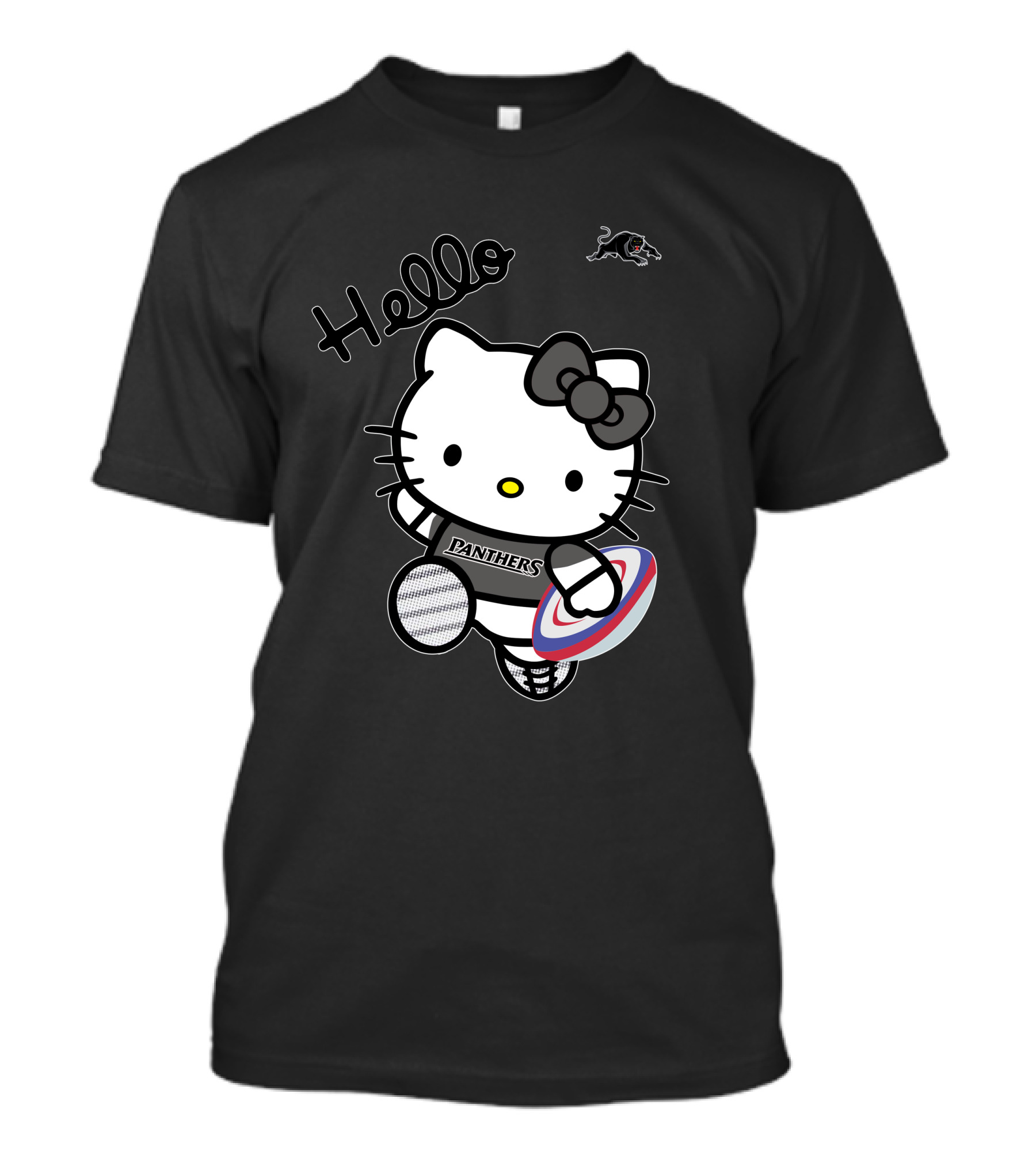 NRL1015 Penrith Panthers Hello Kitty Rugby Crossover T-Shirt