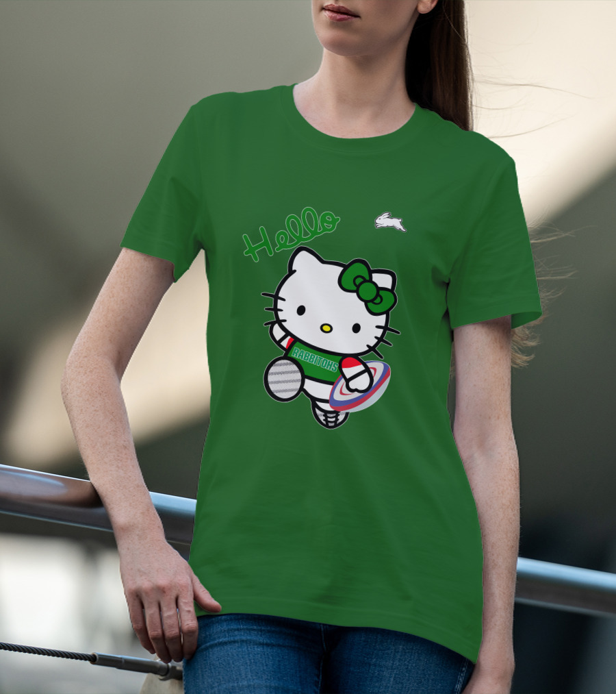NRL1016 South Sydney Rabbitohs Hello Kitty Rugby Fan Collection T-Shirt