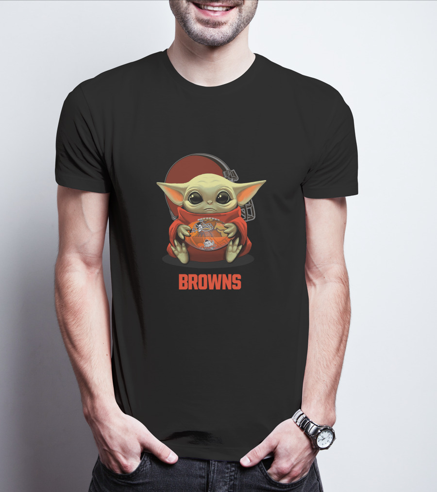 Cleveland Browns Baby Yoda Football Helmet Logo Browns T-Shirt