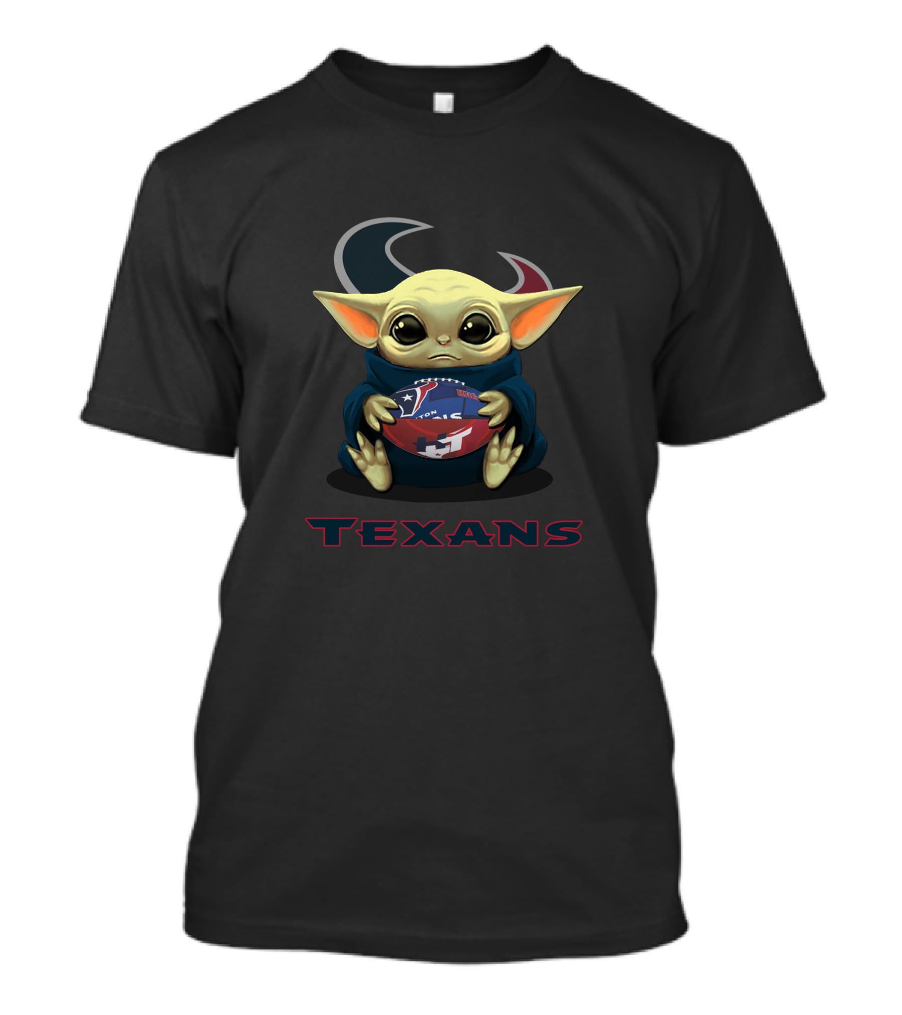 Houston Texans Baby Yoda Holding Logo Ball T-Shirt