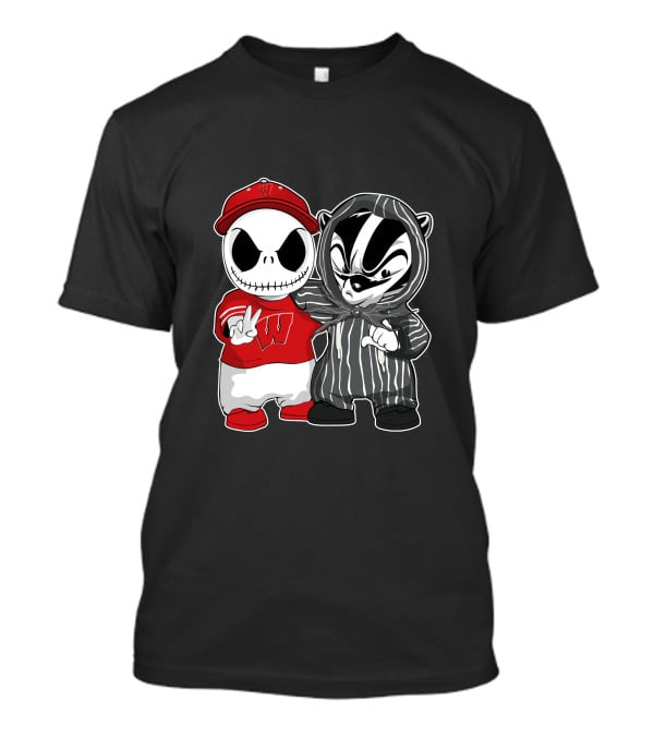 Wisconsin Badgers Jack Skellington And Bucky Badger Crossover T-Shirt