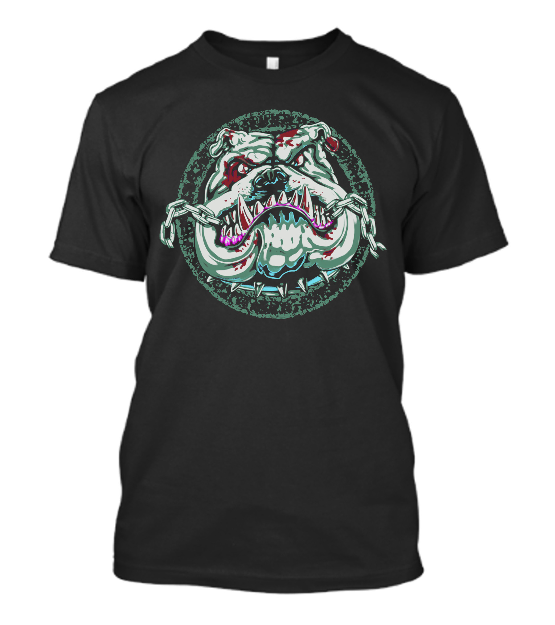Angry Bulldog Chains Fierce Expression T-Shirt