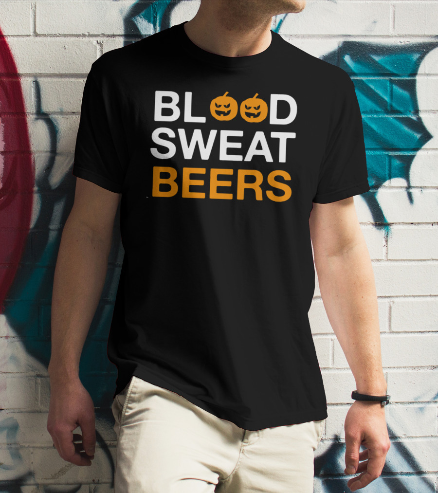 Blood Sweat Beers Halloween Pumpkins T-Shirt