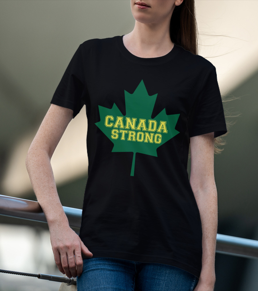 Canada Strong Maple Leaf Green And Yellow T-Shirt