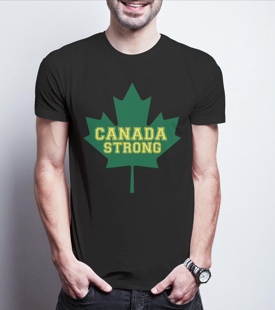Canada Strong Maple Leaf Green And Yellow T-Shirt