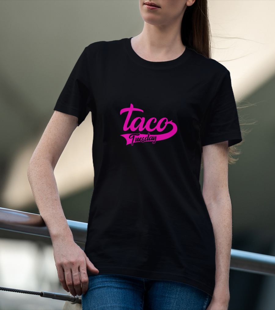 Taco Tuesday Pink Text Logo Bold Script T-Shirt