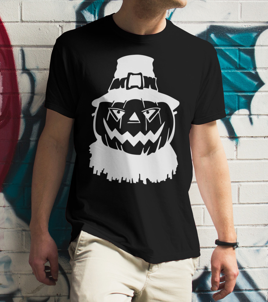 Pumpkin Face Scarecrow Hat T-Shirt