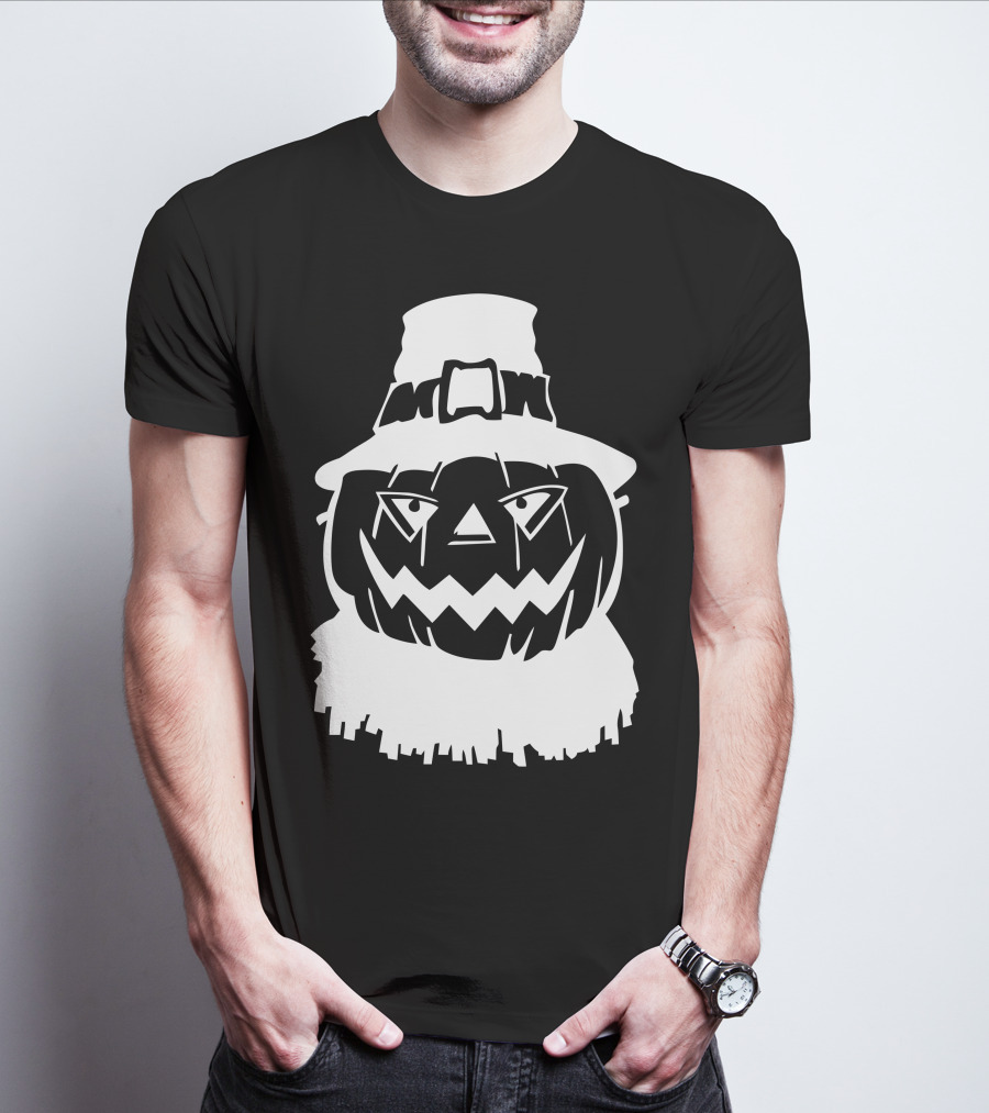 Pumpkin Face Scarecrow Hat T-Shirt