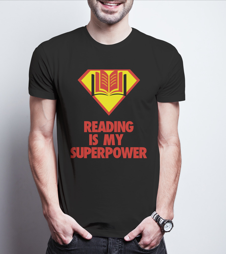 Reading Is My Superpower Book Emblem Hero T-Shirt