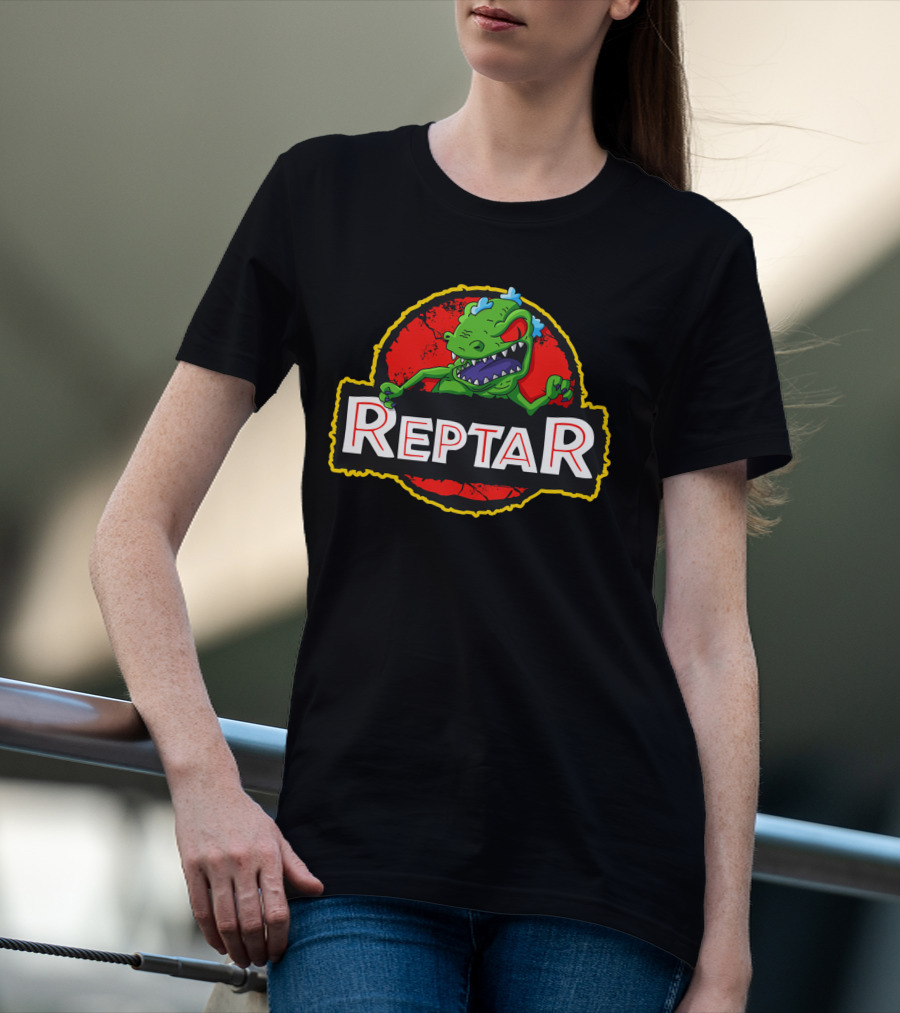 Reptar Dinosaur Red Circle Background Rugrats 90s Nickelodeon T-Shirt