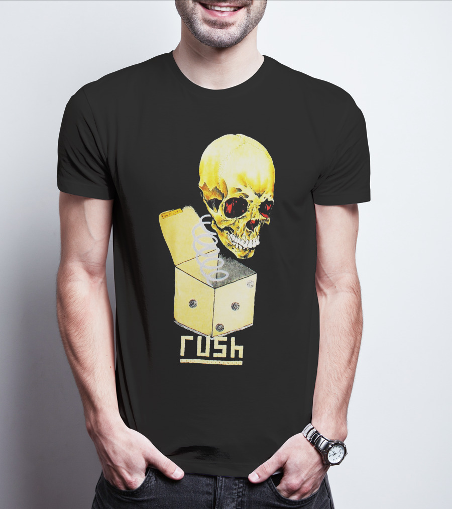 Rush Pushead Skull Springing From Dice Box T-Shirt