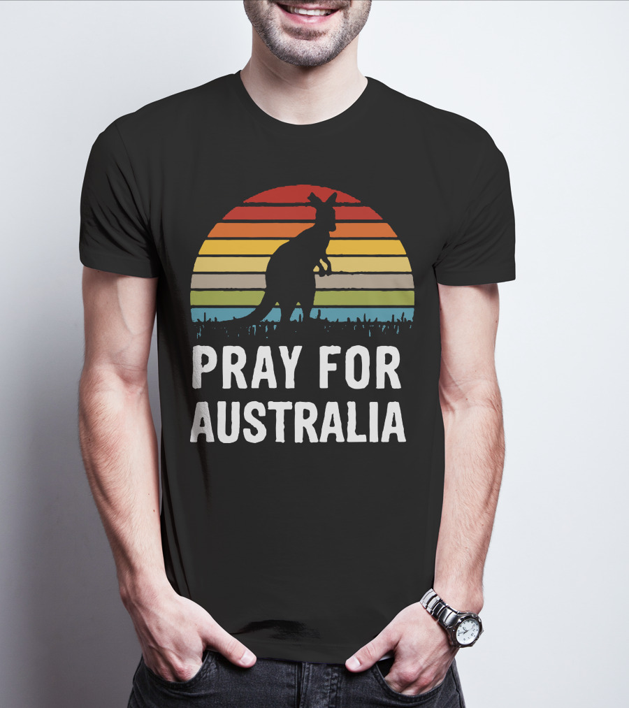 Pray For Australia Kangaroo Sunset T-Shirt