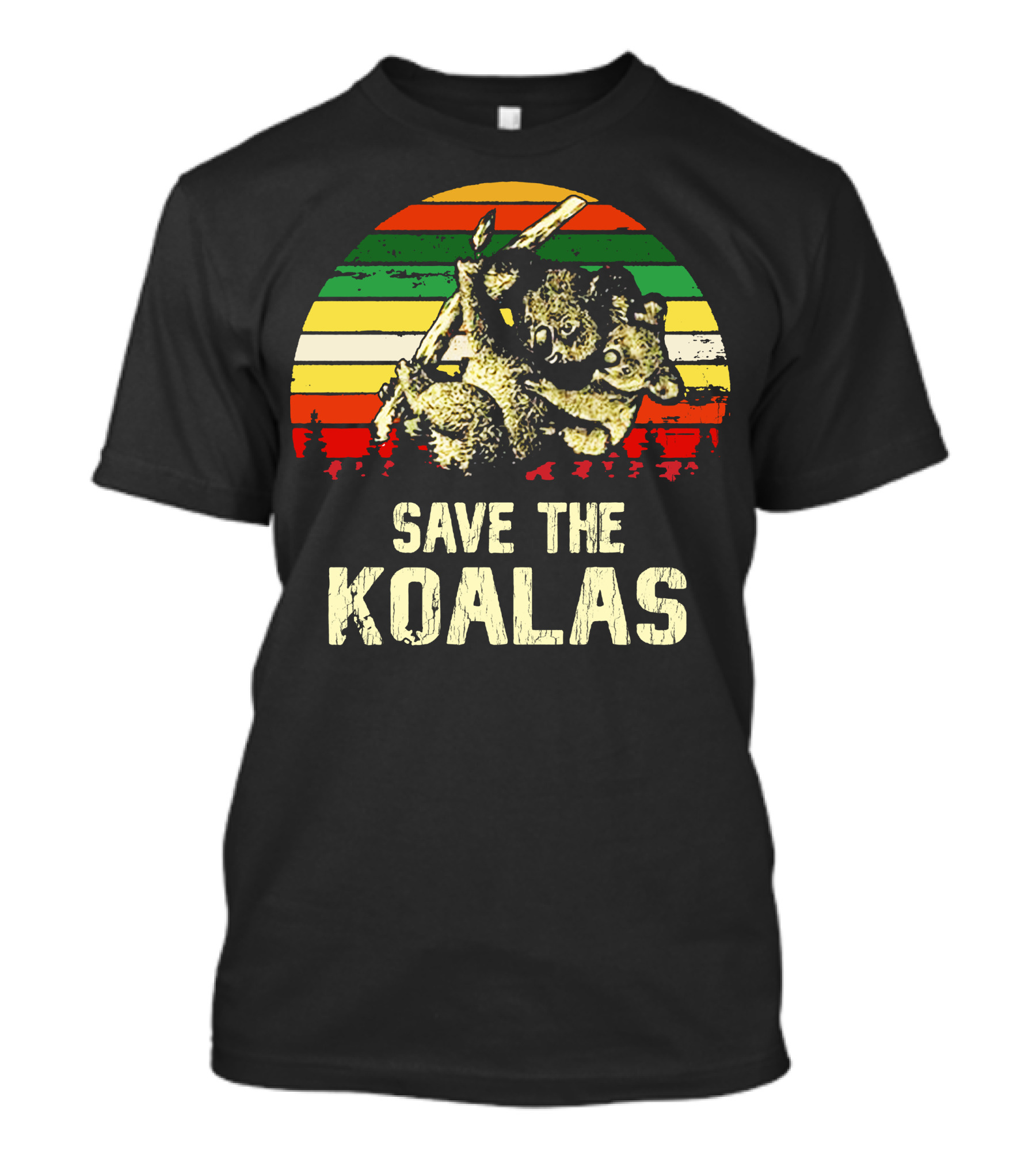 Save The Koalas Retro Sunset Conservation Message T-Shirt