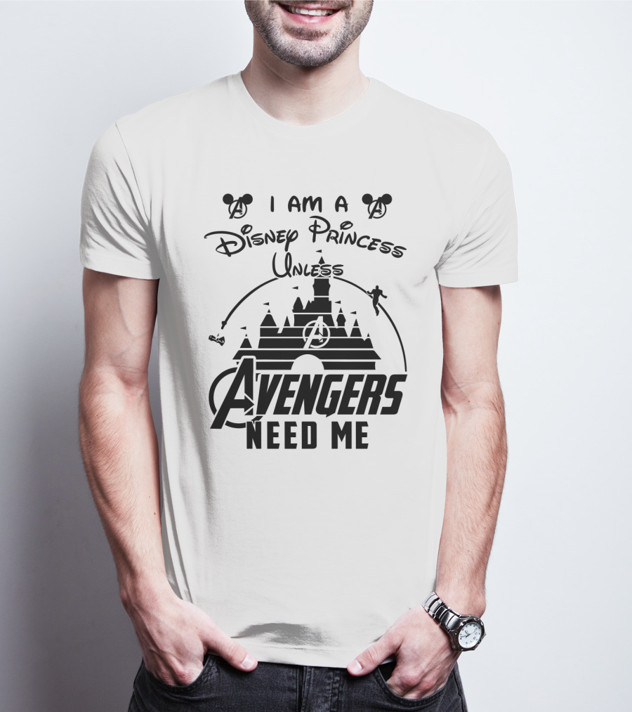 I Am A Disney Princess Unless Avengers Need Me Marvel Crossover Disney Castle Icons T-Shirt