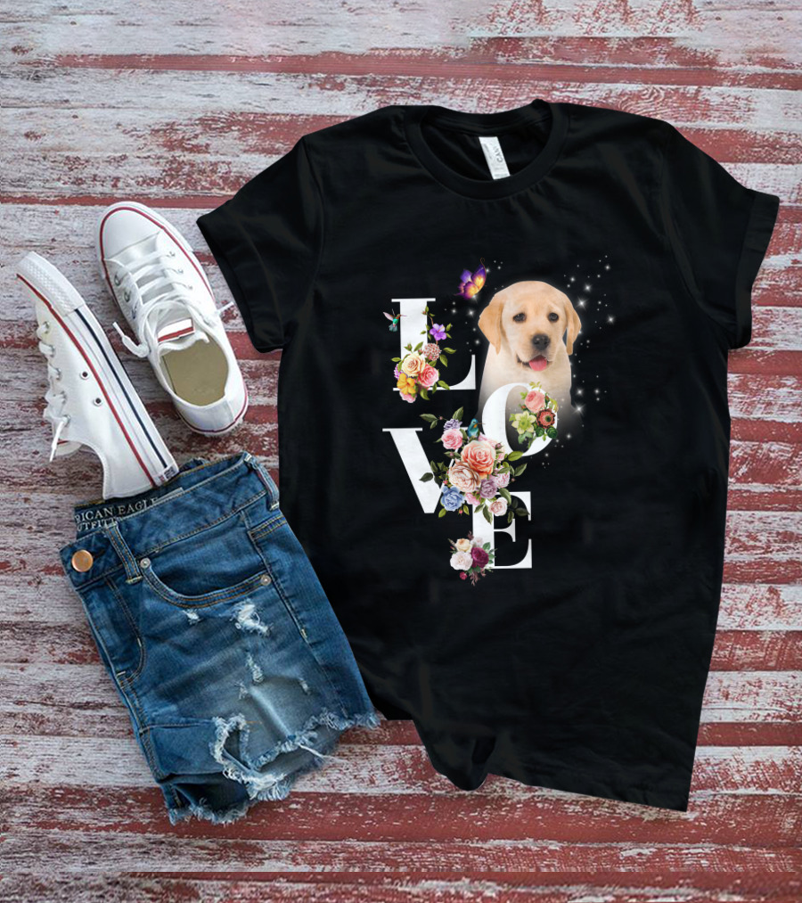 LOVE Labrador Flowers Butterfly Puppy Magic T-Shirt