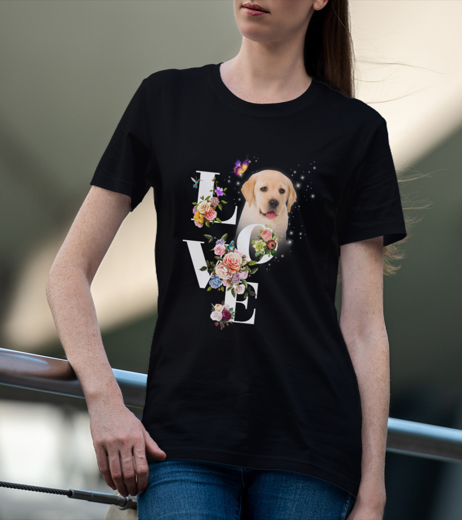LOVE Labrador Flowers Butterfly Puppy Magic T-Shirt
