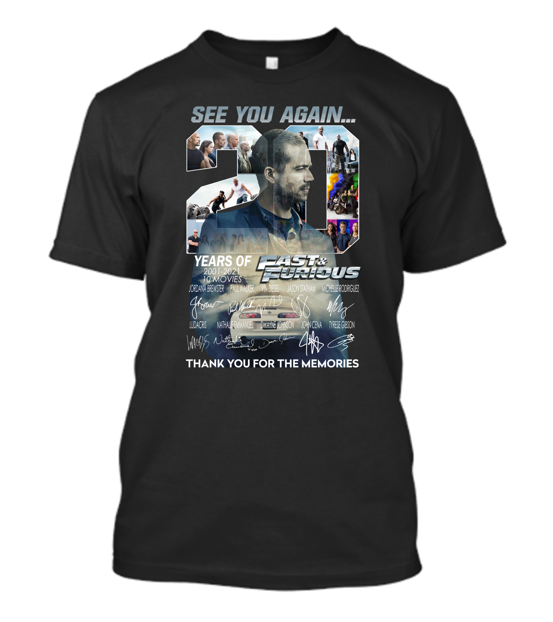 See You Again 20 Years Of Fast And Furious Thank You For The Memories T-Shirt