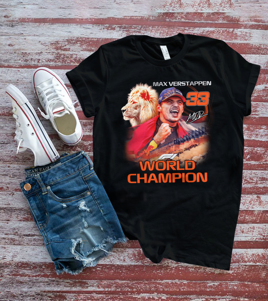 Max Verstappen 33 World Champion Felice Mav Lion F1 T-Shirt