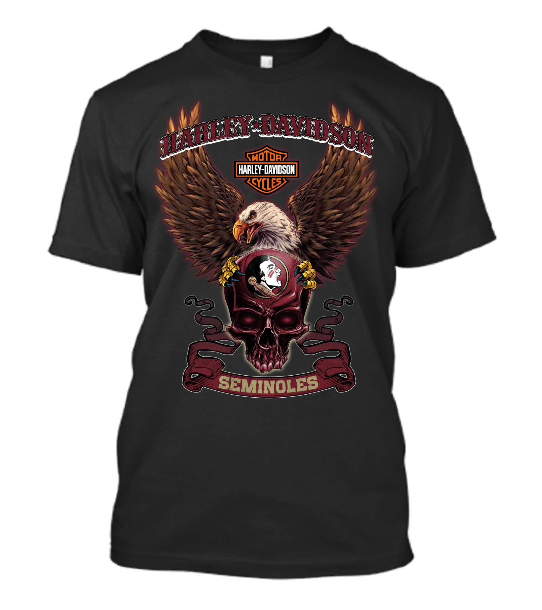Harley Davidson Seminoles Eagle Logo Ncaa Florida State T-Shirt