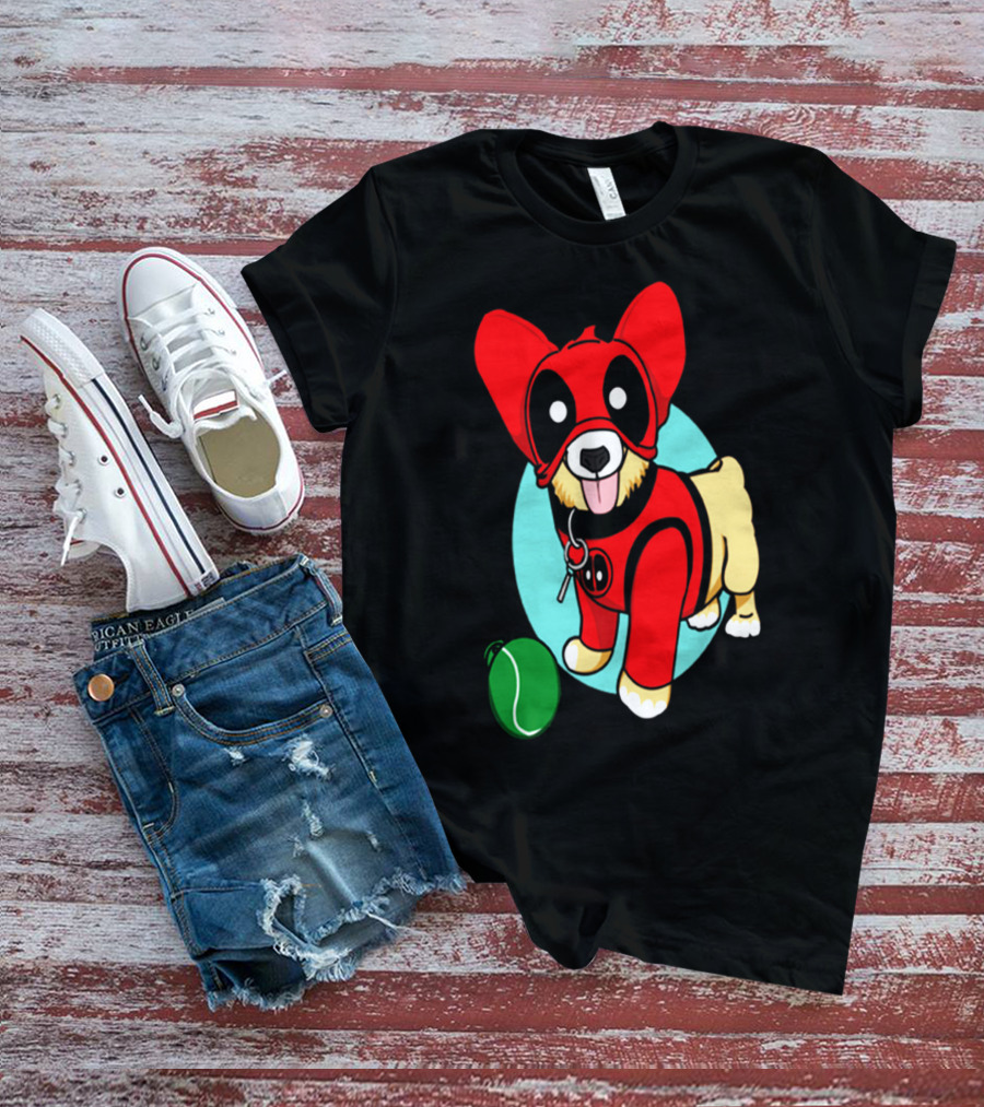 Corgi In Deadpool Costume With Tennis Ball T-Shirt