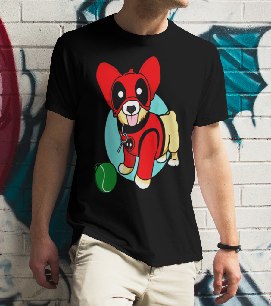 Corgi In Deadpool Costume With Tennis Ball T-Shirt