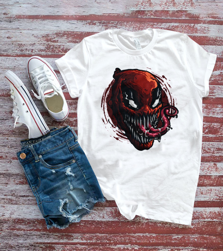 Deadpool Venom Hybrid Marvel Symbiote Face With Tongue And Teeth T-Shirt