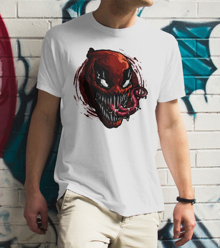 Deadpool Venom Hybrid Marvel Symbiote Face With Tongue And Teeth T-Shirt