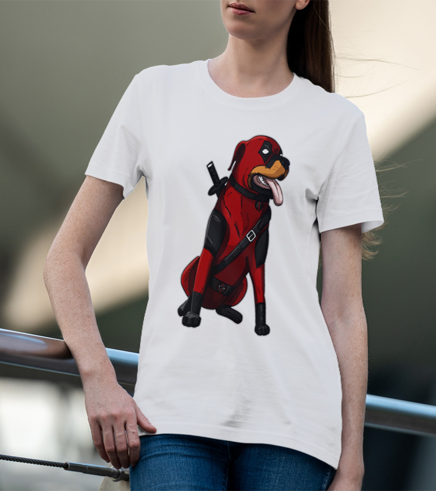 Deadpool Rottweiler Comic Style Crossover Superhero Dog T-Shirt