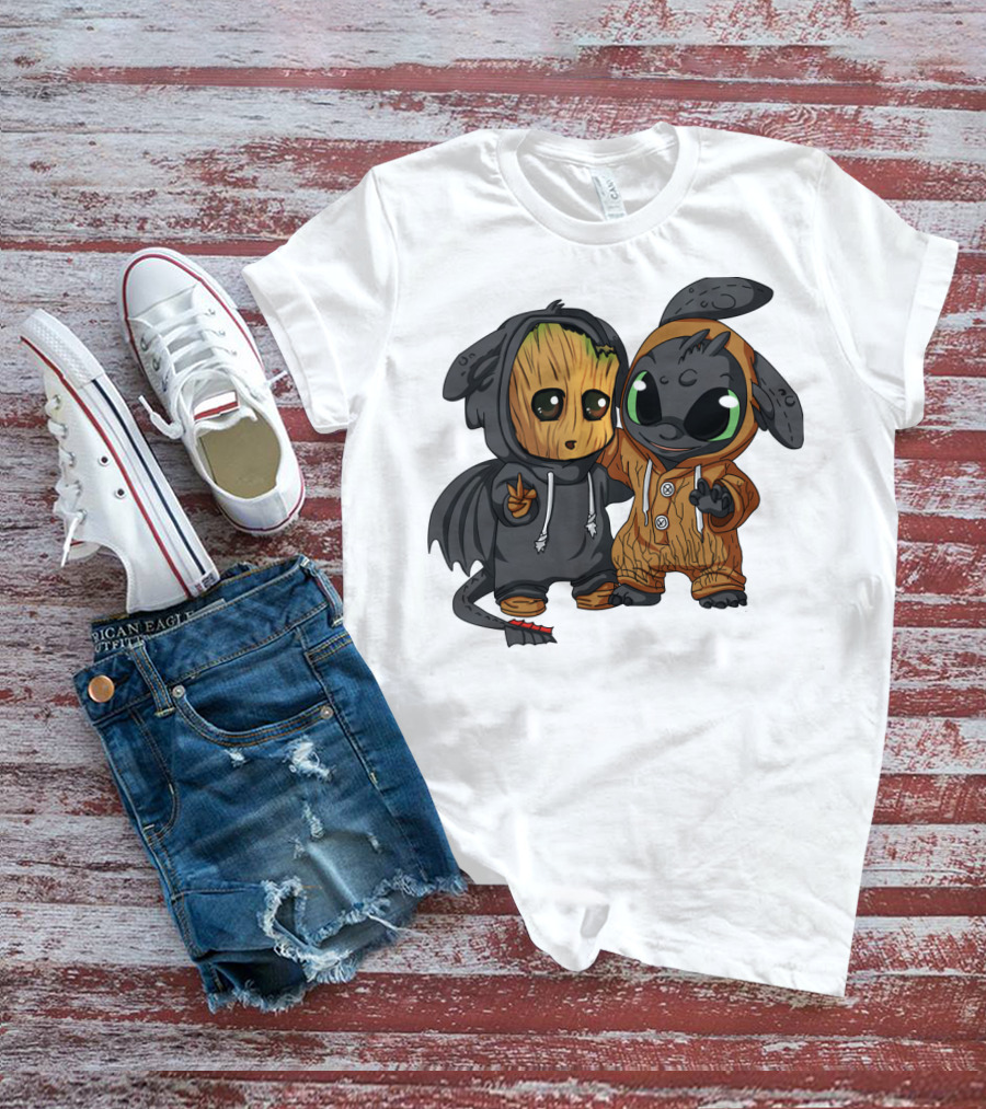 Groot And Toothless Crossover Hoodie Characters T-Shirt