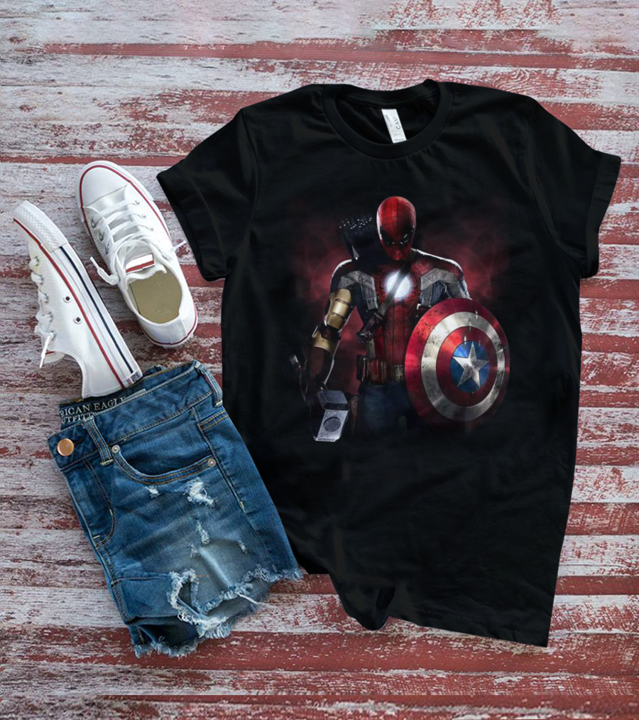 Captain America Deadpool Iron Man Spiderman Thor Hawkeye Avengers Crossover T-Shirt