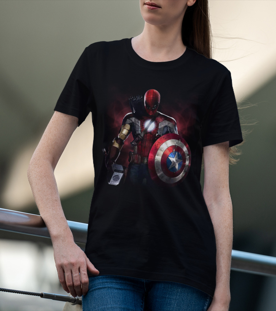Captain America Deadpool Iron Man Spiderman Thor Hawkeye Avengers Crossover T-Shirt