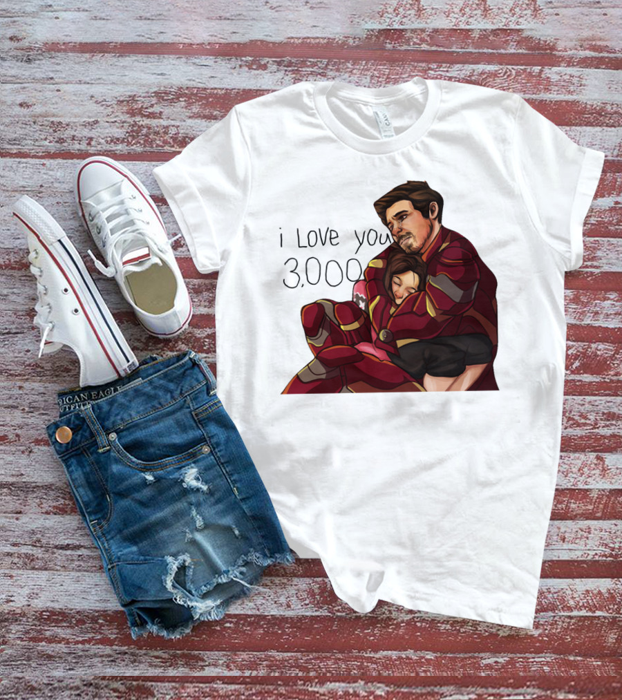 Avengers Iron Man Morgan Stark I Love You 3000 Dad Hug Marvel Reference T-Shirt