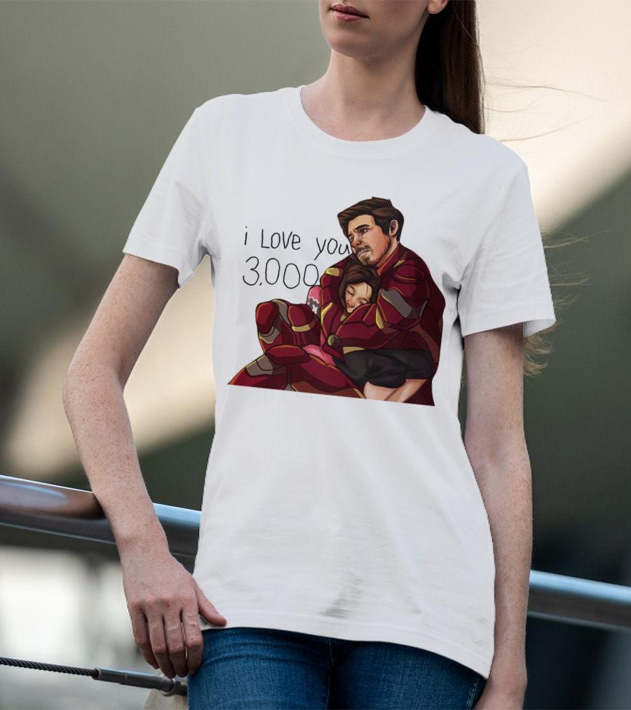 Avengers Iron Man Morgan Stark I Love You 3000 Dad Hug Marvel Reference T-Shirt