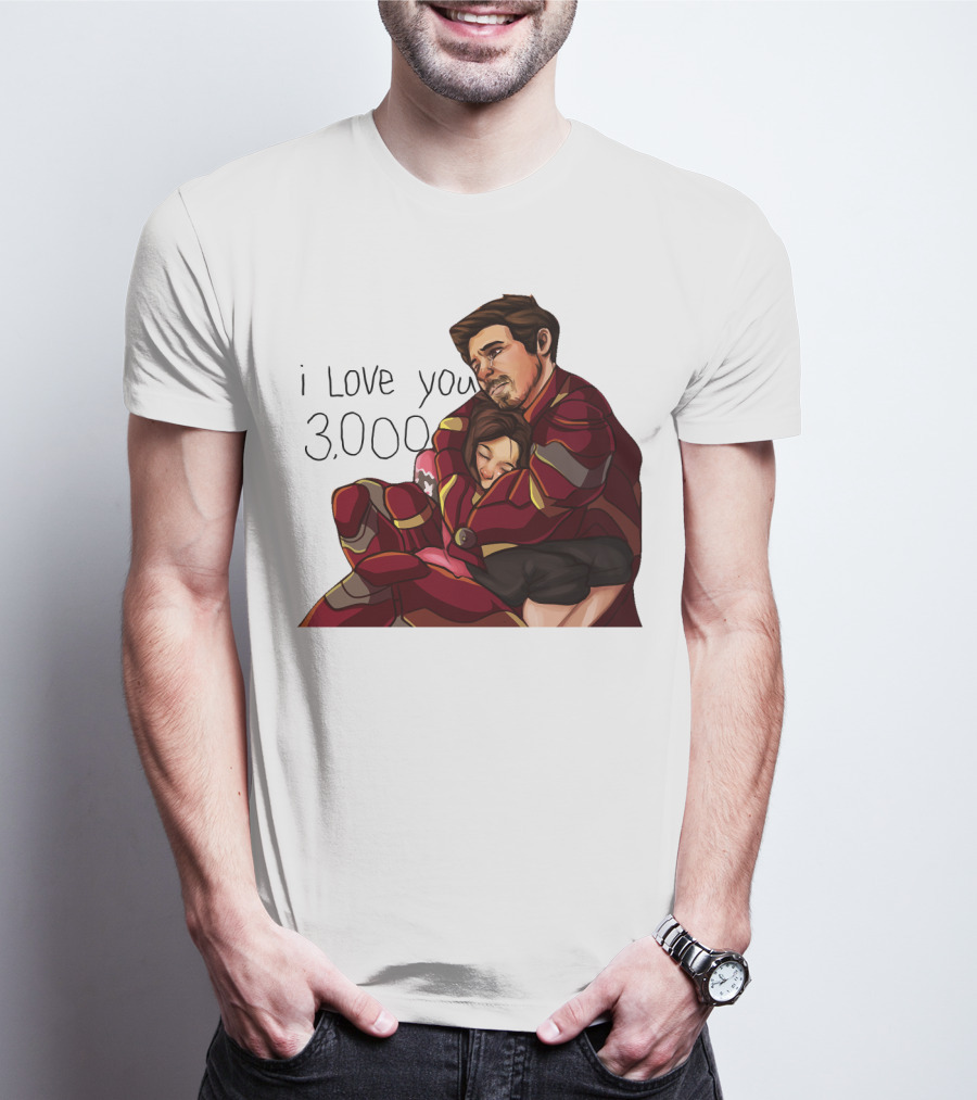 Avengers Iron Man Morgan Stark I Love You 3000 Dad Hug Marvel Reference T-Shirt
