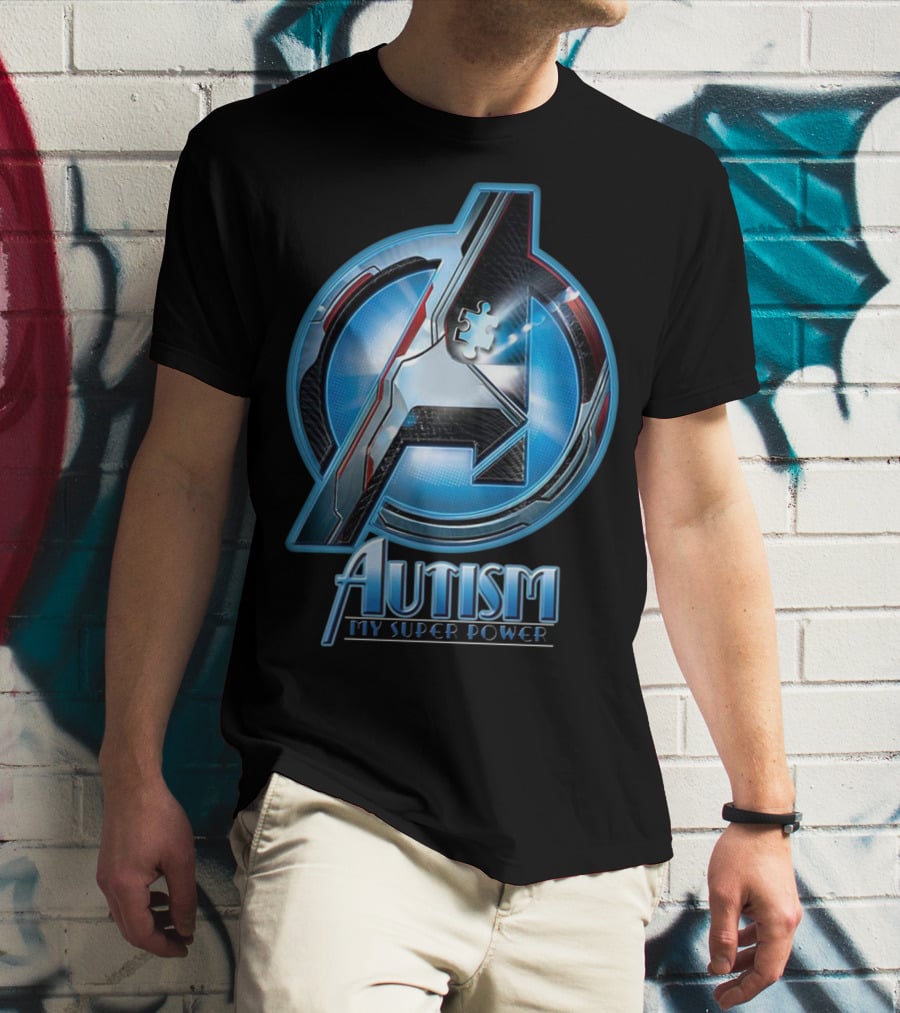 Autism My Super Power Avengers-Inspired Puzzle Piece T-Shirt