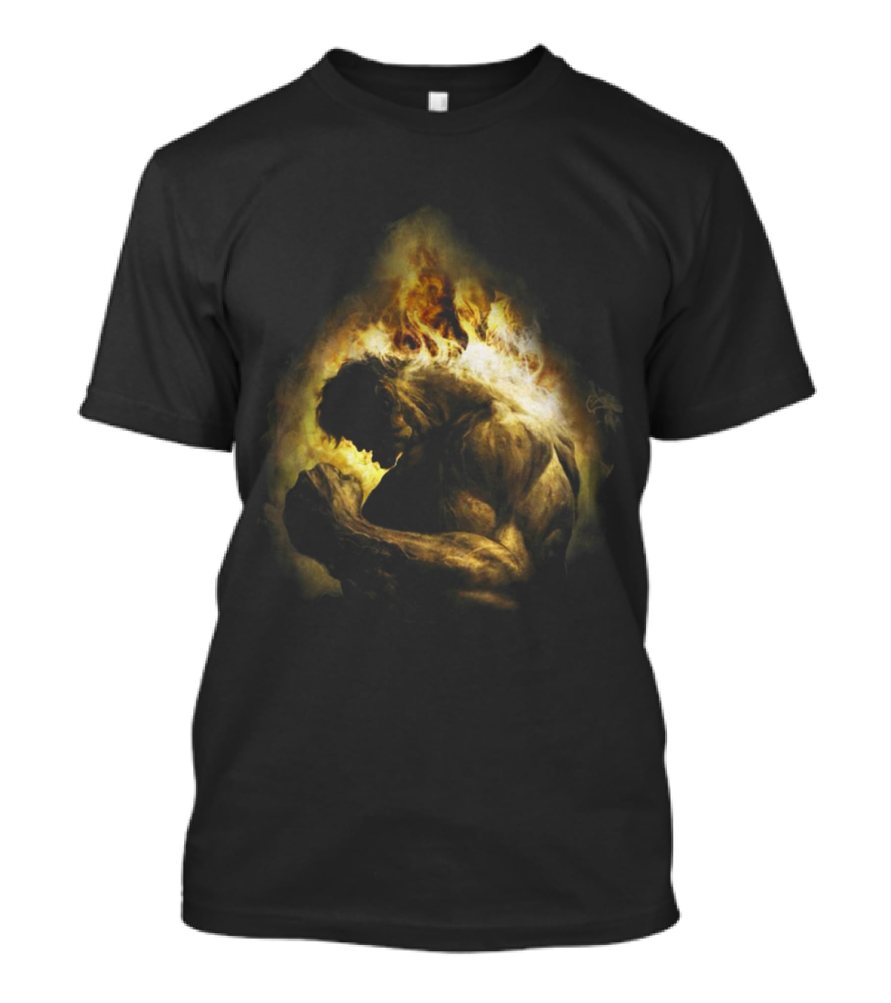 HULK POWER Fiery Silhouette In Strength And Flames T-Shirt