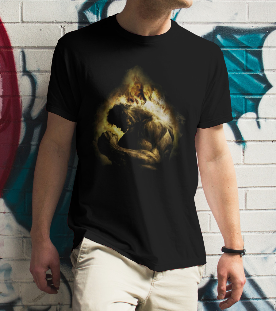 HULK POWER Fiery Silhouette In Strength And Flames T-Shirt