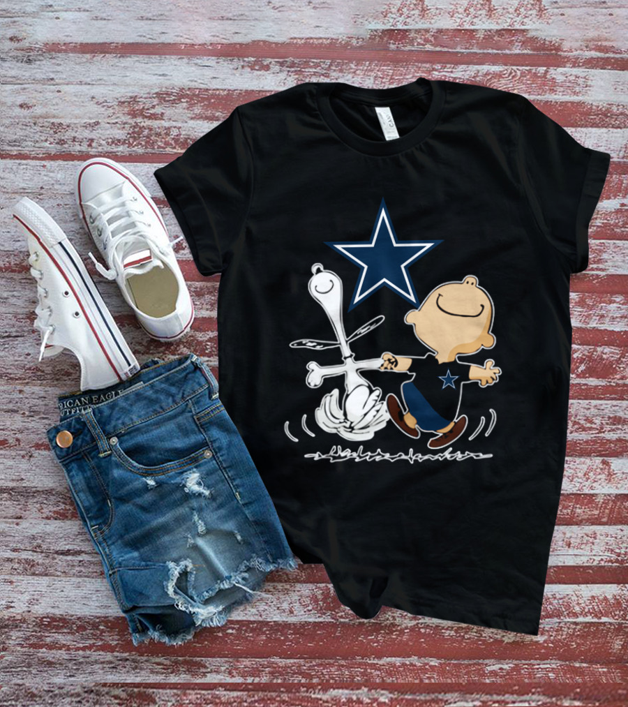 Dallas Cowboys Peanuts Snoopy And Charlie Brown Dancing Star T-Shirt