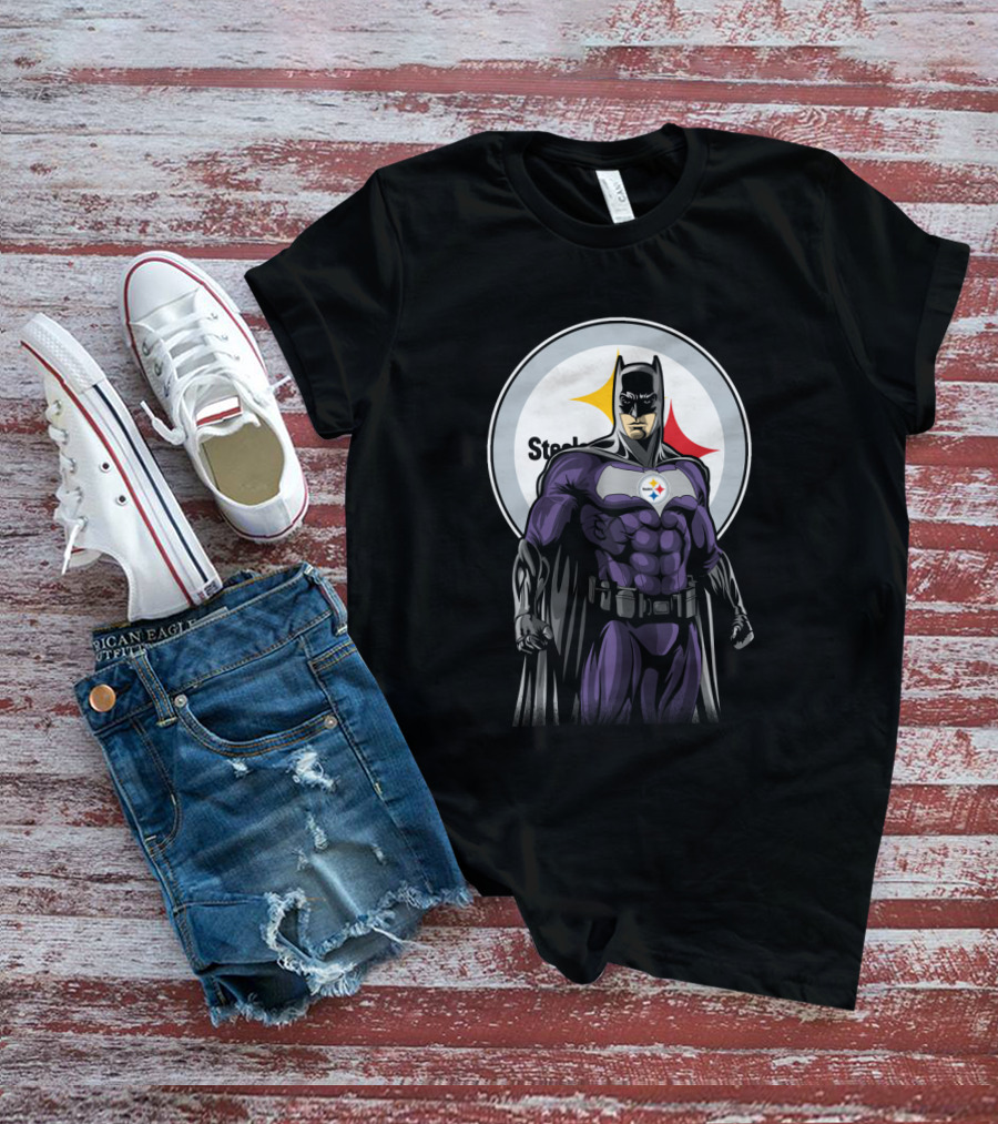 Steelers Superhero Emblem With Iconic Batman T-Shirt